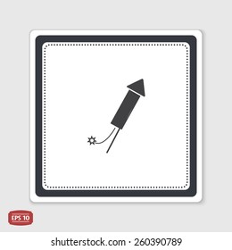 Firework rockets. Flat design style. Made in vector illustration. Emblem or label with shadow.