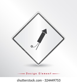 Firework rockets. Flat design style. Made in vector illustration. Emblem or label with shadow.