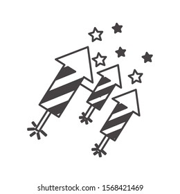 firework rockets flat style icons vector illustration design