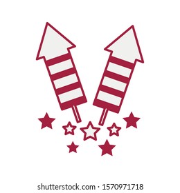 firework rockets flat style icons vector illustration design
