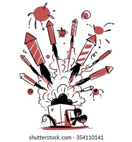 firework rockets in the gift box