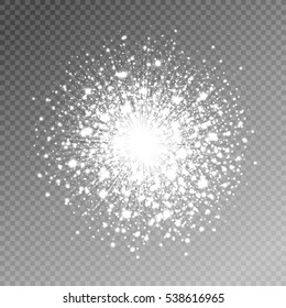 firework salute magic light effect stars burst isolated on transparent background, vector illustration eps 10