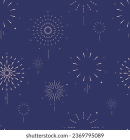 firework seamless pattern in night.Editable vector illustration for postcard,banner