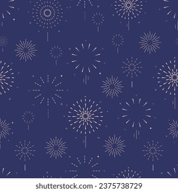 firework seamless pattern in night.Editable vector illustration for postcard,banner