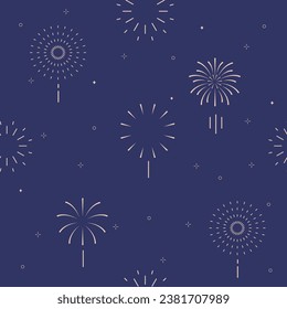 firework seamless pattern in night.Editable vector illustration for postcard,banner