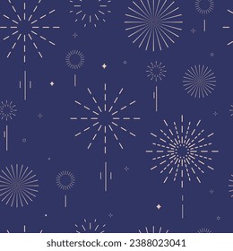 firework seamless pattern in night.Editable vector illustration for postcard,banner