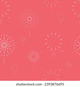 firework seamless pattern on pink background.Editable vector illustration for fabric,tile