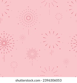 firework seamless pattern on pink background.Editable vector illustration for fabric,tile