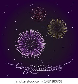 firework set bursting in vector illustration. concept for template for celebration in new year and Christmas festive. It also can use for fourth of July and carnival firework event.