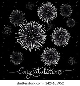 firework set bursting in vector illustration. concept for template for celebration in new year and Christmas festive. It also can use for fourth of July and carnival firework event.