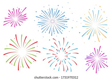 Firework set icon. Vector illustration isolated on white background.