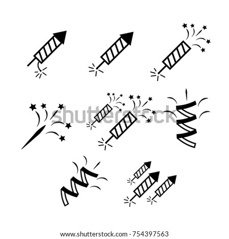 Firework set illustration. Firework icons set vector