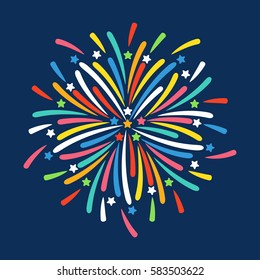 Firework shapes colorful festive vector icon.