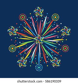 Firework shapes colorful festive vector icon.