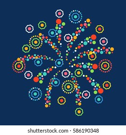 Firework shapes colorful festive vector icon.