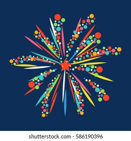 Firework shapes colorful festive vector icon.