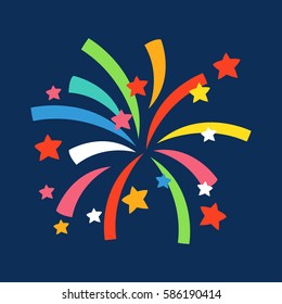 Firework shapes colorful festive vector icon.