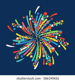 Firework shapes colorful festive vector icon.