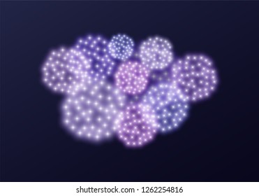 Firework show on night sky background.Vector illustration