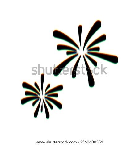 Firework sign. Black Icon with vertical effect of color edge aberration at white background. Illustration.
