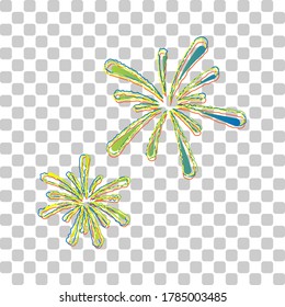 Firework sign. Blue to green gradient Icon with Four Roughen Contours on stylish transparent Background. Illustration.