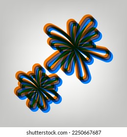 Firework sign. Stroked Icon in orange, azure and old lavender Colors at gray Background. Illustration.