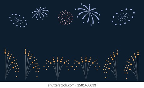 Firework silhouette vector, illustration, with color. firework flat design for celebration event and firework festival or show. minimalism design