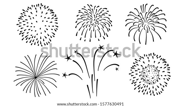 Firework Silhouette Vector Illustration Set 6 Stock Vector (Royalty ...