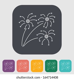 Firework. Single flat icon on the button. Vector illustration.