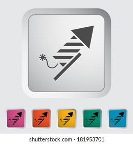 Firework. Single flat icon on the button. Vector illustration.