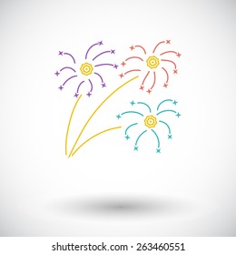 Firework. Single flat icon on white background. Vector illustration.