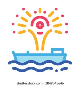 firework sparkle on boat icon vector. firework sparkle on boat sign. color symbol illustration