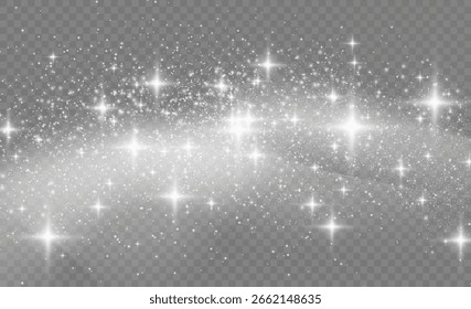 Firework sparkles in the dark sky where stardust glitter snow particles and light create a festive bright magic explosion with shimmer

