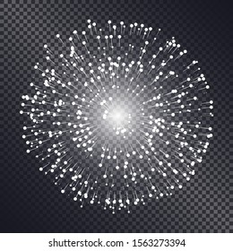 Firework sparkling with lights isolated on transparent background. Explosion for festival, festive moods. New Year celebration holidays. Bright and shiny decoration. Vector sparkle and glittering ray
