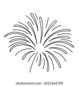 Firework sparks with rays line icon. Thin black simple outline round firecracker explosion to celebrate carnival party, festive silhouette of monochrome firework icon vector illustration