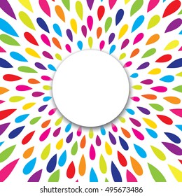 Firework spot background. Summer holiday banner template with copy space. Abstract drop decor.  rainbow blot wallpaper