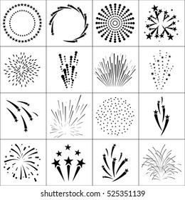 firework star flat icons vector