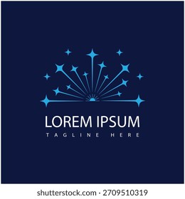 Design de símbolo e vetor de logotipo de estrela de fogos de artifício