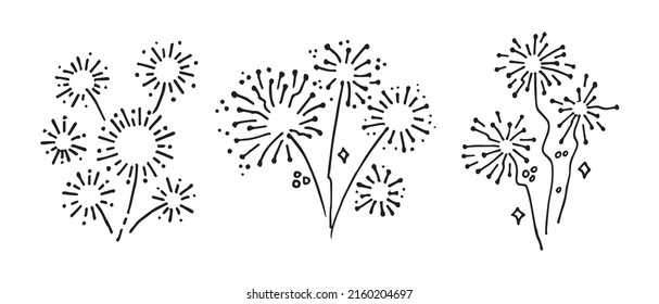 firework, starburst hand drawn, vector illustration.