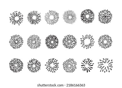 firework, starburst hand drawn, vector illustration.