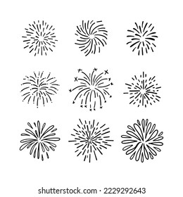 firework, starburst hand drawn, vector illustration.