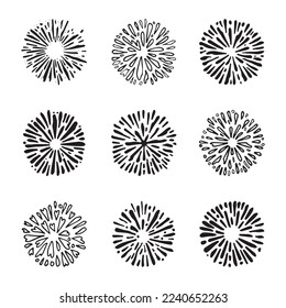 firework, starburst hand drawn, vector illustration.