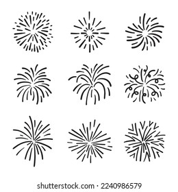 firework, starburst hand drawn, vector illustration.