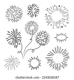 firework, starburst hand drawn, vector illustration.