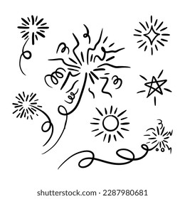 firework, starburst hand drawn, vector illustration.