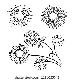 firework, starburst hand drawn, vector illustration.
