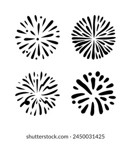 Feuerwerk, Starburst von Hand gezeichnet, Vektorillustration.