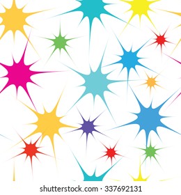 Firework stars - abstract seamless pattern on white background