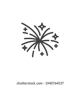 Icono de línea de estrellas de fuegos artificiales. signo de estilo lineal para concepto móvil y diseño web. Icono del vector de contorno de fuegos artificiales. Símbolo, ilustración del logotipo. Gráficos vectoriales