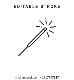 Firework Stick Outline Icon. Firework Stick Line Art Logo. Vector Illustration. Isolated on White Background. Editable Stroke